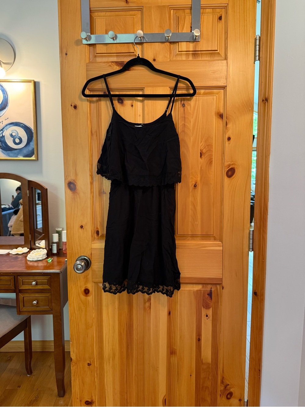 Garage Black Lace-Trim Mini Dress with pockets